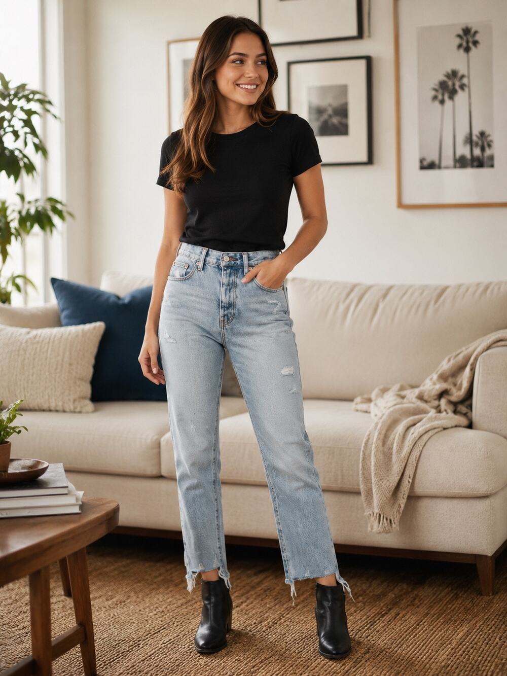 Pistola Charlie High Rise Distressed Ankle Crop Straight Jeans Ruthless Size 30
